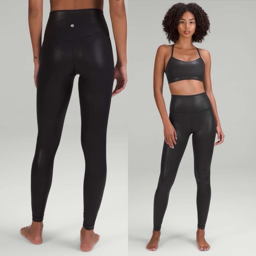 Lululemon Align High Rise Pant Leggings Shine Radiant Foil Black Print 14 NWT - Picture 3 of 13